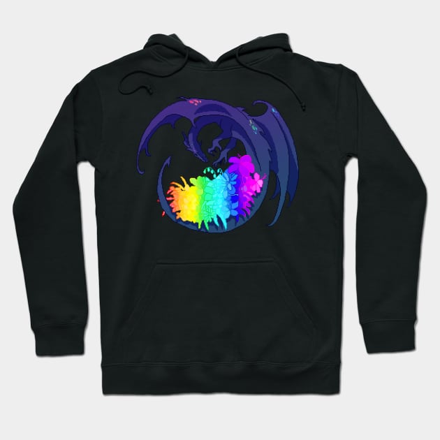 Pride Flag Flower Dragon Hoodie by Oceanic Scribbles